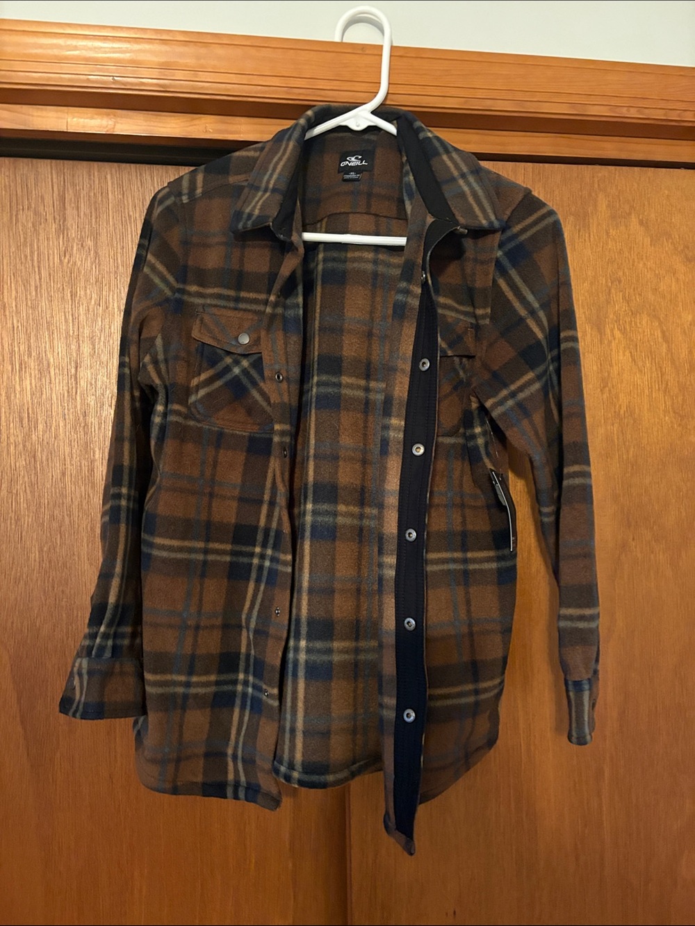 O'Neill Brown and Blue Plaid Button-Down Shirt